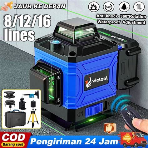 Bosce Waterpass laser multifungsi 4D 8/12/16 Lines Laser level alat ... - raincitystudios.com