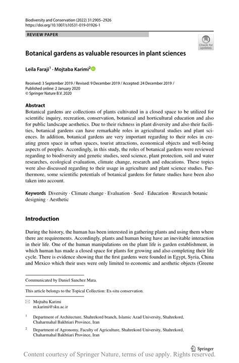 Botanical gardens as valuable resources in plant sciences - raincitystudios.com