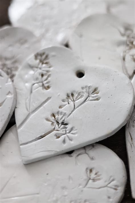 Botanical Imprint Clay Heart Ornaments - Cottage On … - muktibox.com