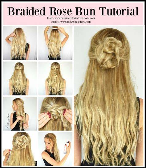 Braided Rose Bun Tutorial - CASHMERE HAIR - raincitystudios.com