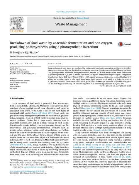 Breakdown of food waste by anaerobic fermentation and non-oxygen ... - raincitystudios.com