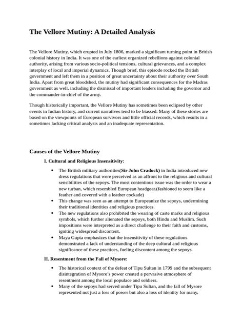 Brief Overview of the Vellore Mutiny - BYJU'S - wintechmobiles.com