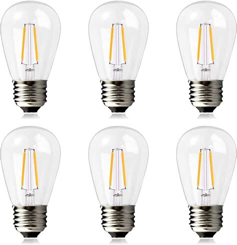 BRIMAX S14 LED Light Bulbs, 2 watt Warm White 2700K, Clear