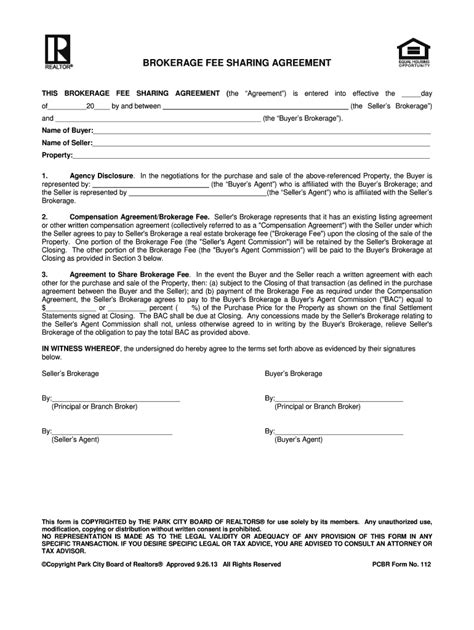 BROKERAGE FEE SHARING AGREEMENT Park City REALTORS Fill and Sign