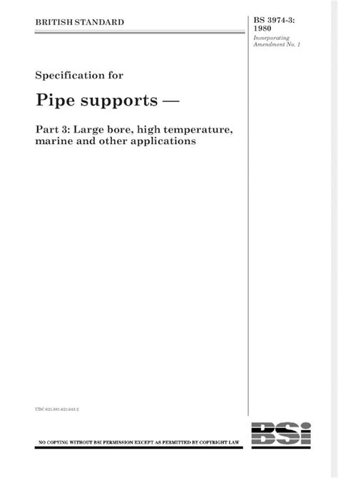 BS 3974-3-1980, Specification For Pipe Supports PDF