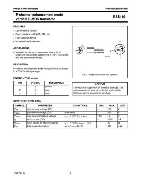 BSS110 MOSFET Datasheet pdf - Equivalent. Cross Reference …