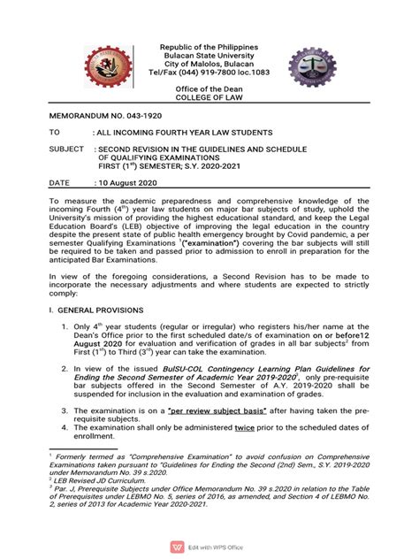 BSU REVISED COMPREHENSIVE EXAMINATION GUIDELINES Updated PDF