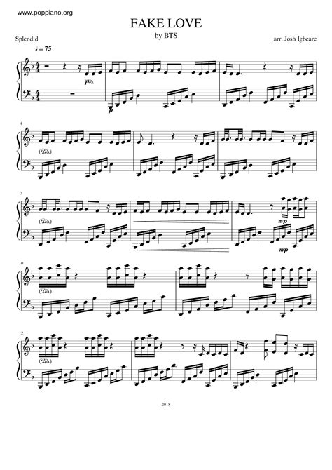 BTS "Fake Love" Sheet Music Download Printable Pop PDF Score …