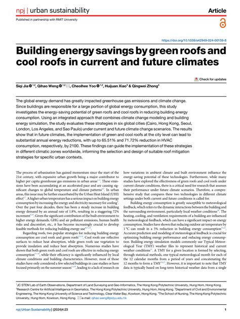 Building energy savings by green roofs and cool roofs in current and ... - raincitystudios.com
