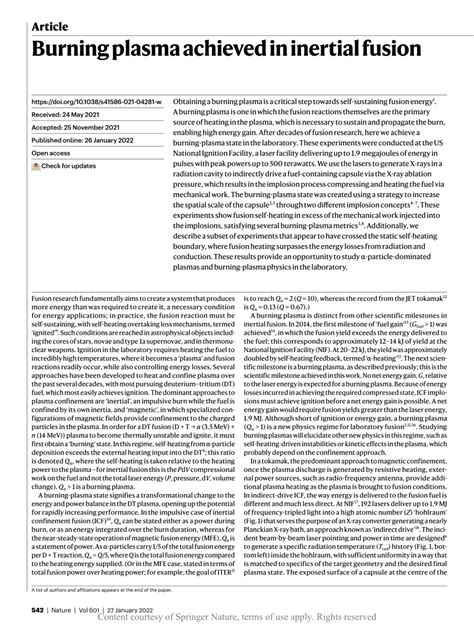 Burning plasma achieved in inertial fusion - Nature - wintechmobiles.com