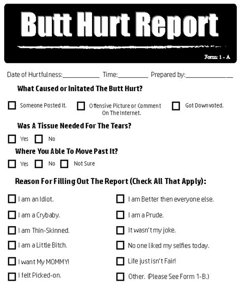 BUTTHURT COMPLAINT FORM PDF