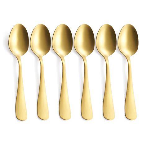 Buy Gold Dessert Spoon Set Stainless Steel Table Spoons for Dining ... - raincitystudios.com
