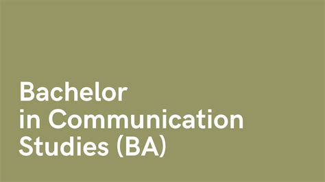 Ba communication studies. Bachelor of Arts (BA) in Communication and Media Studies Bachelor of Communication and Media Studies (BCMS) 
