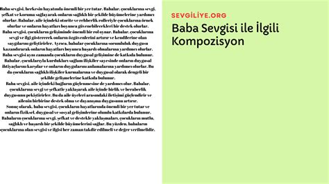 Baba Sevgisi ile İlgili Kompozisyon Kısa Kompozisyon Örnekleri. 