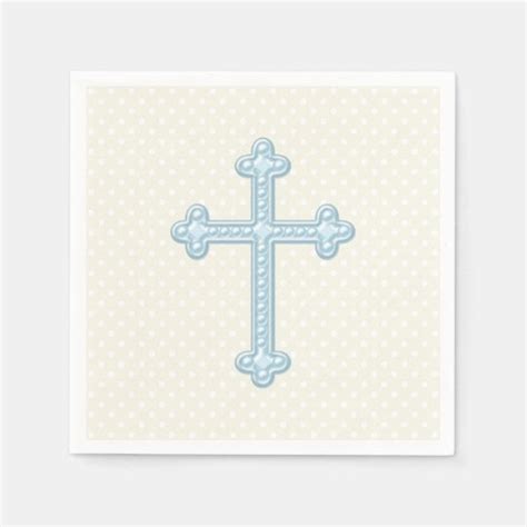 Baby Blue Cross Christening Paper Napkins Zazzle