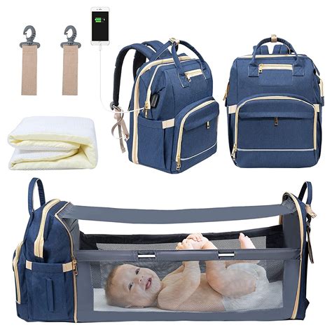 Baby Diaper Bag Backpack BLUE With built in Bassinet/Crib …