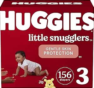 Baby Diapers Size 3 (16-28 lbs), 156ct, Huggies Little Snugglers