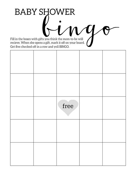 Baby Shower Bingo Printable Free