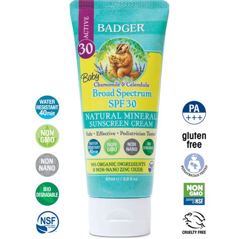 Baby Sunscreen - SPF 30 with Safe Natural Zinc Oxide - BADGER