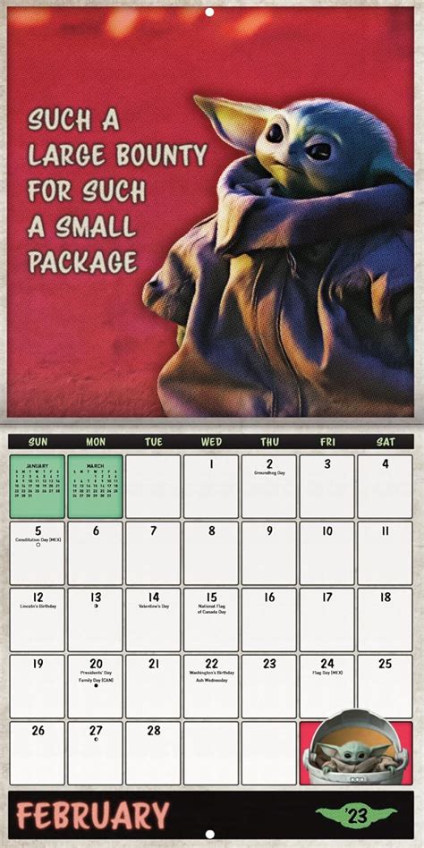 Baby Yoda Calendar 2023
