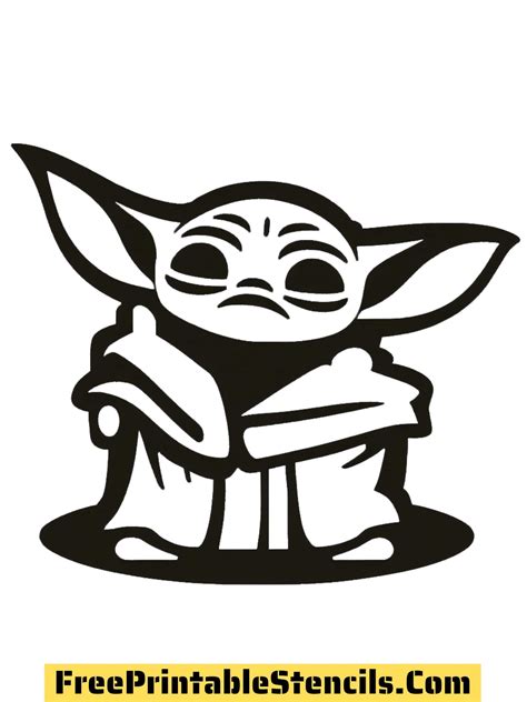 Baby yoda stencil printable.  Visual style highlights include chibi chara...