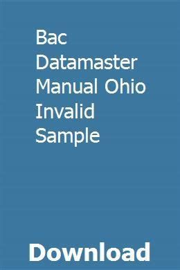 Bac datamaster manual ohio invalid sample. - Artesanías familiares de mina y general terán.