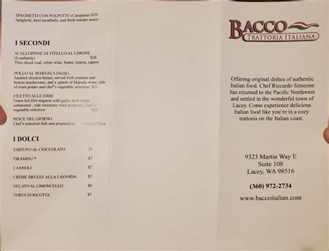 Bacco Trattoria Italiana - Lacey, WA - Yelp