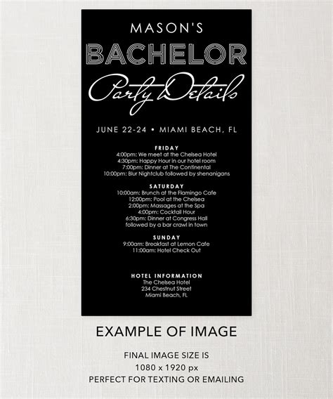 Bachelor Party Itinerary Template