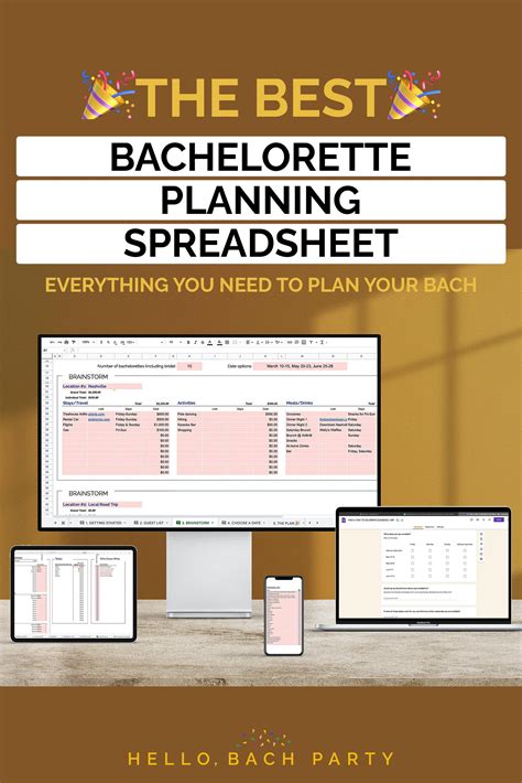 Bachelorette Planning Spreadsheet Template Hello, Bach Party