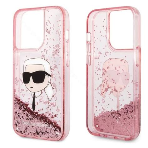 Back Case Karl Glitter Apple iPhone 14 Pro Max pink