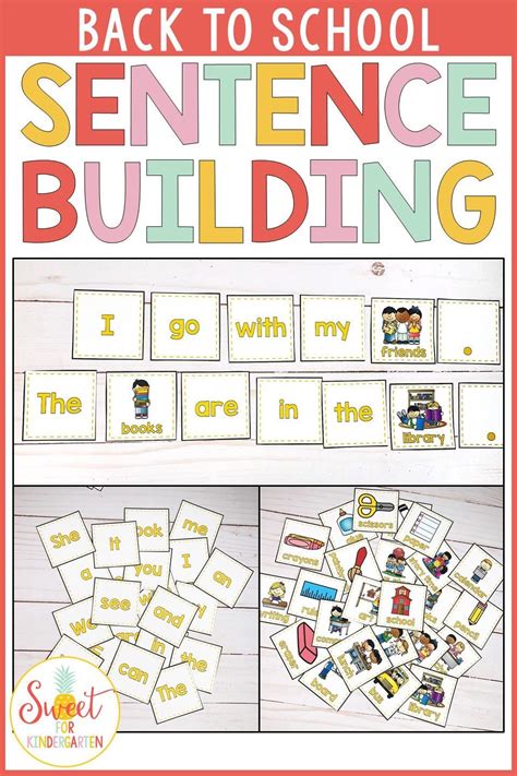 Back to School Sentence Building Activity with Writing Pages Writing