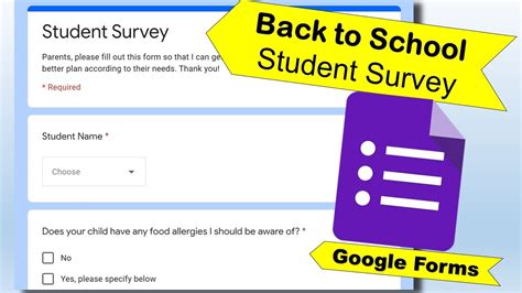 Back to School Student Survey using Google Forms Student survey