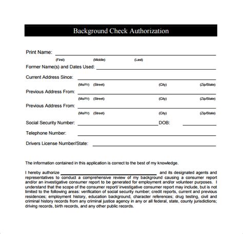 Background Check Authorization Fill and Sign Printable Template