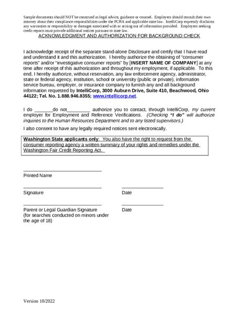 Background Check Disclosure Form