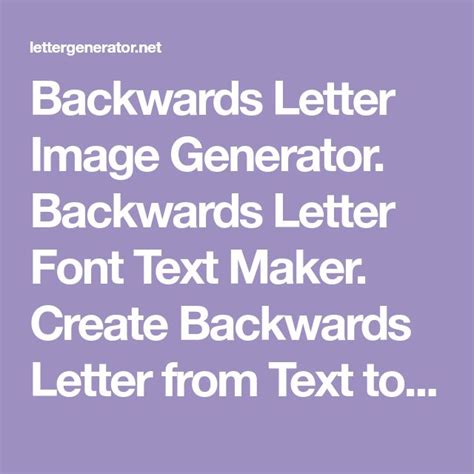 Backwards Letter Image Generator. Backwards Letter Font Text Maker