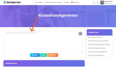 Backwards Text Generator WebDigitalTools