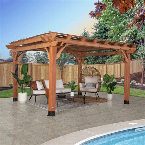 Backyard Discovery Barrington 14 ft. x 10 ft. Hip Roof Cedar Wooden Gazebo Pavilion, Shade, Rain, Hard Top Steel Metal Roof, All Weather Protected, Wind Resistant up to 100 mph, Holds up to 8200 lbs Visit the Backyard Discovery Store