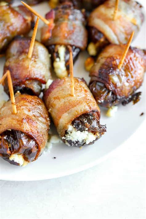 Bacon Wrapped Dates with Goat Cheese - Erin Lives Whole