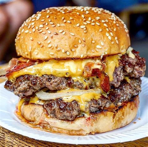 Bacon double cheeseburger. Learn how to make juicy and flavorful burgers with bacon, cheese, maple syrup and more. This easy recipe from Food Network … 