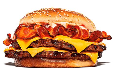 Bacon king. Not to be outdone on the nutritional front, Burger King actually manages to make its version a smidge more unhealthy than the Wendy’s original: 1,040 calories vs. 950, and with slightly more fat ... 