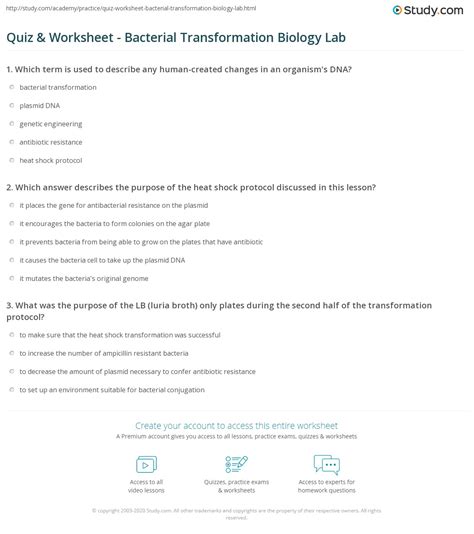 Bacterial transformation virtual lab worksheet.  The package comes complete with lessons,...