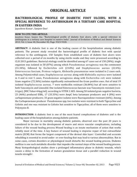 Bacteriological Profile of Diabetic Foot Ulcer with Special ...