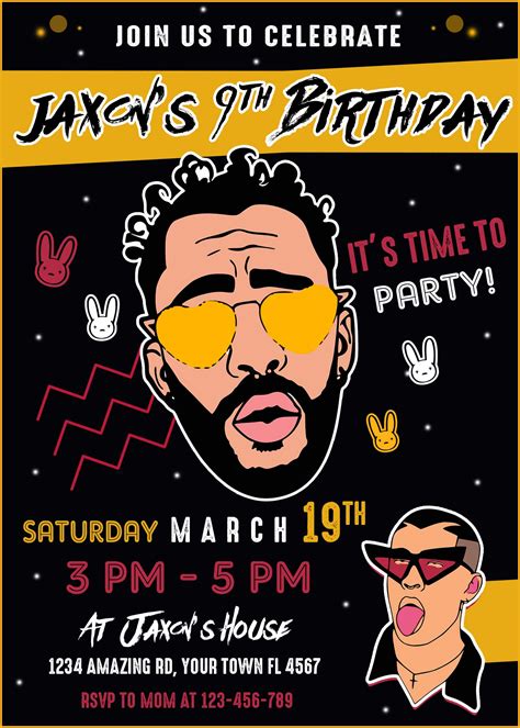 Check out our bad bunny birthday invitations se