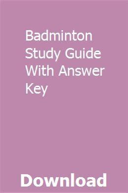 Badminton study guide with answer key. - Owners manual opel astra g 16 v.