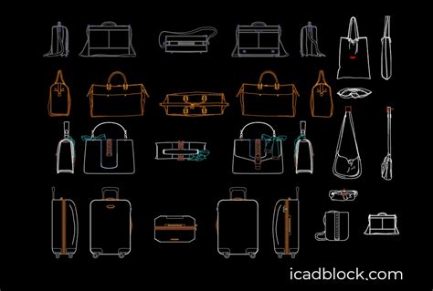 Bag CAD Block collection in plan and elevation iCADBLOCK