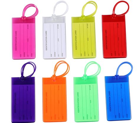 There are 6 luggage tags of different pattern,each is 2.56x 4.13 inch /6.5 x 10.5cm,with multicolors,green,dark blue,blue,rose,yellow and red.These bright colored luggage tags give your bag personality and easy to identify on the baggage carousel.They help you pick out your luggage easily. Interesting Words Print 