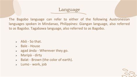 Bagobo language examples.  Direct evidence is lacking, but the language is though...