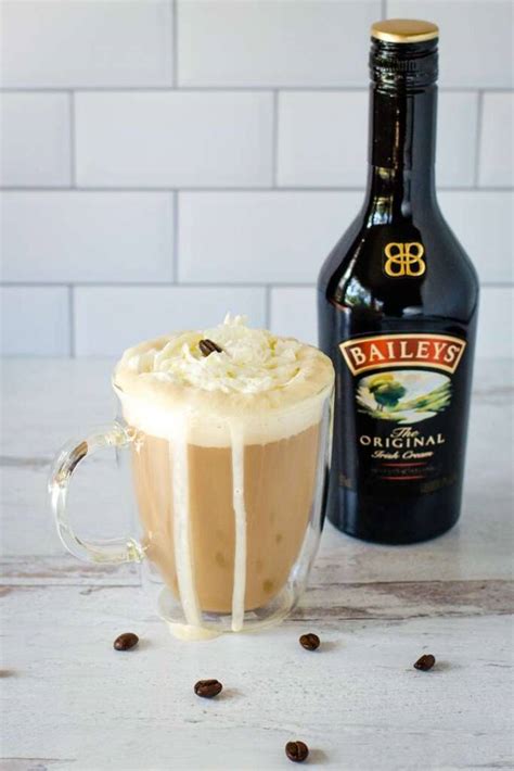 Baileys in coffee. This Irish coffee latte might just be sweet enough without the need for added sweetness. Make it alcohol-free by replacing the Irish cream with 15-30ml Irish cream flavoured syrup. Turn it into a Baileys iced coffee latte simply prepare the coffee then mix in the Baileys. Fill a glass with ice, pour the coffee mixture over it and pour in cold milk. 