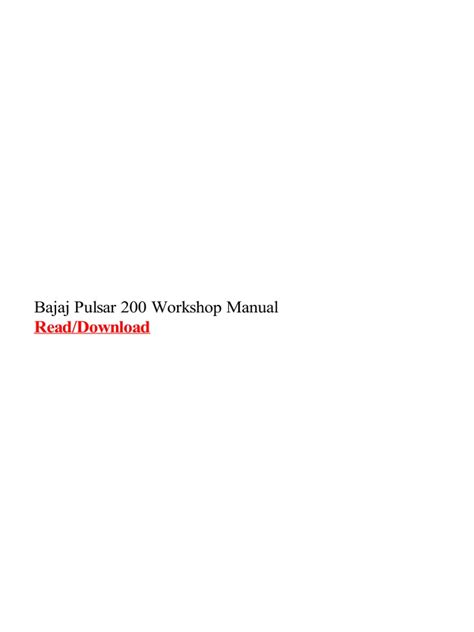 Bajaj Pulsar 200 Workshop Manual PDF Car Wheeled …