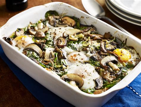 Baked Eggs with Spinach and Mushrooms Recipe Epicurious